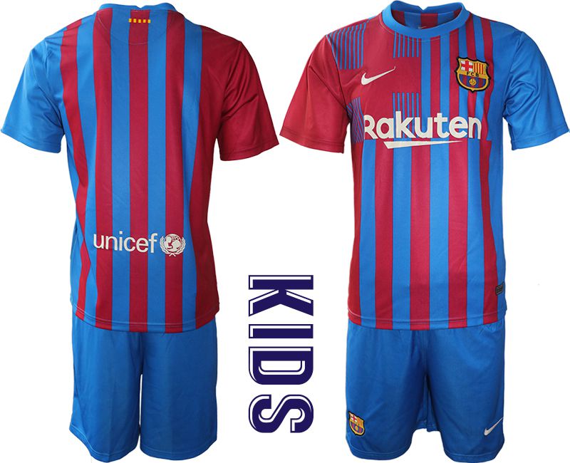 Youth 2021-2022 Club Barcelona home blue blank Nike Soccer Jersey->barcelona jersey->Soccer Club Jersey